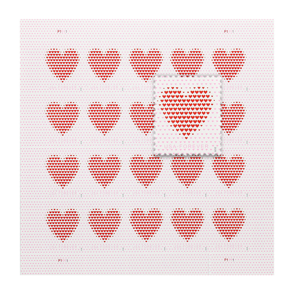 100Pcs 2020 US Made of Hearts Wedding Forever First-Class Postage Stamps