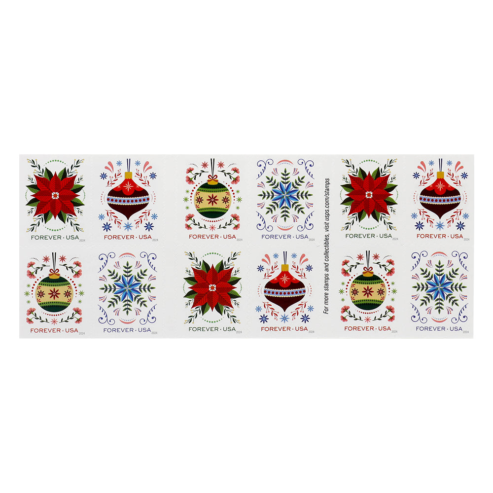 100Pcs 2024 US Holiday Joy First Class Forever Stamps