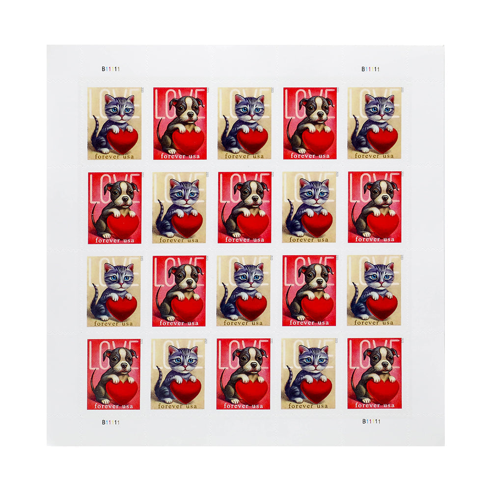 100Pcs 2023 First-Class Forever Stamps - Love: Kitten & Puppy