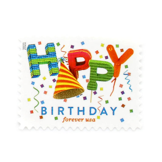 100Pcs 2021 Happy Birthday Forever Stamps
