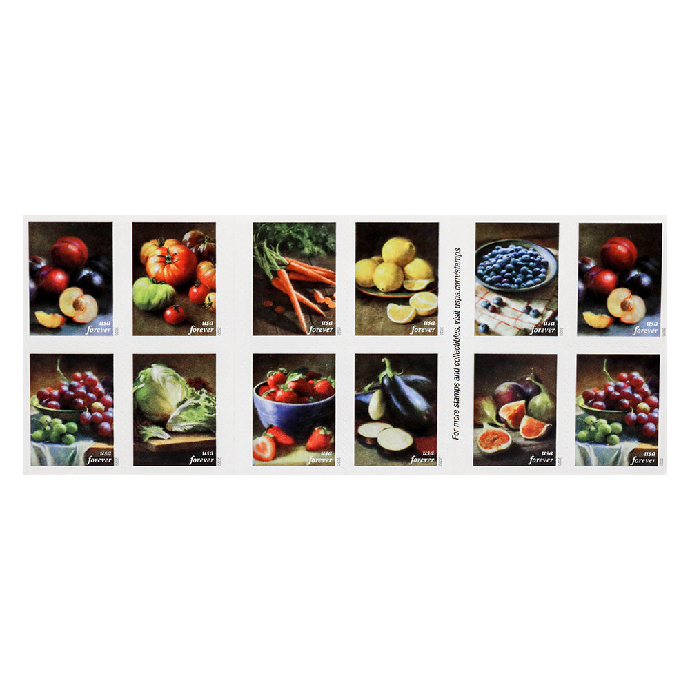 100Pcs U.S. 2020 Fruits & Vegetables Forever Stamps