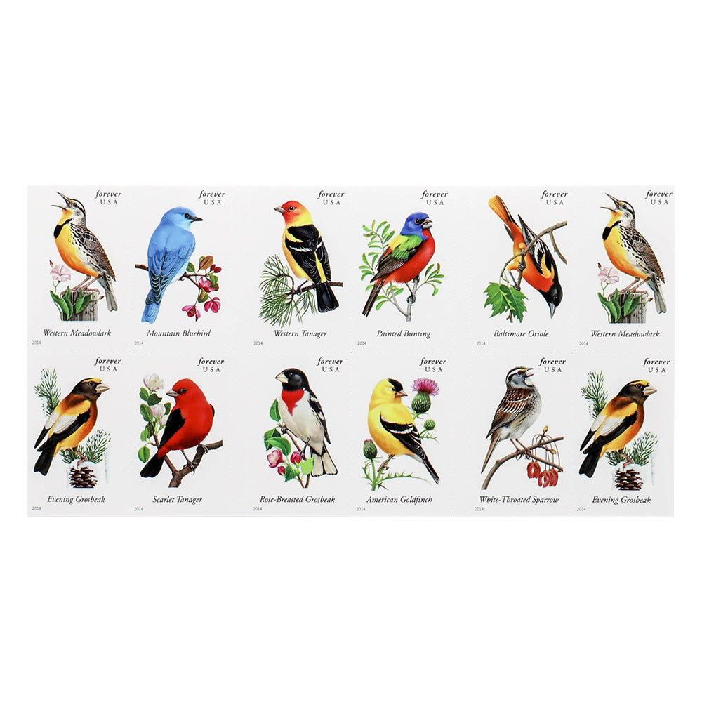 100Pcs 2014 US Imperforate Songbirds Forever First Class Postage Stamps