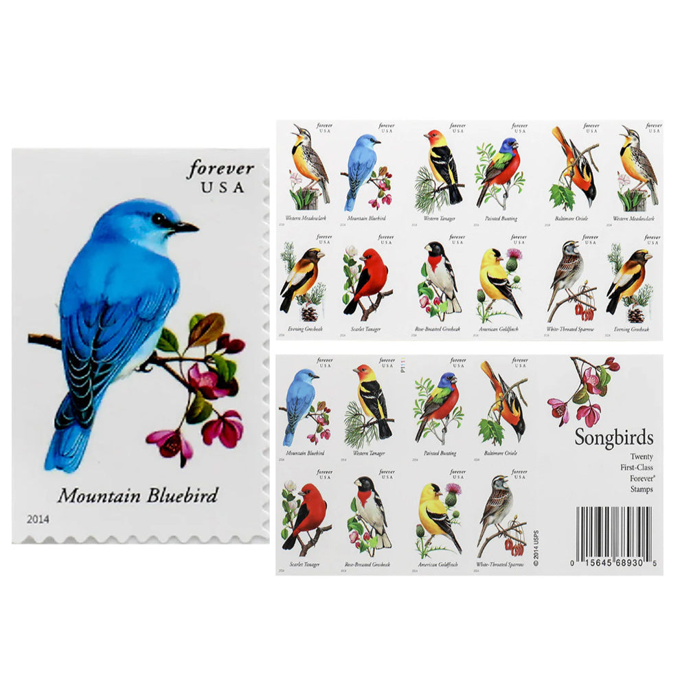 100Pcs 2014 US Imperforate Songbirds Forever First Class Postage Stamps