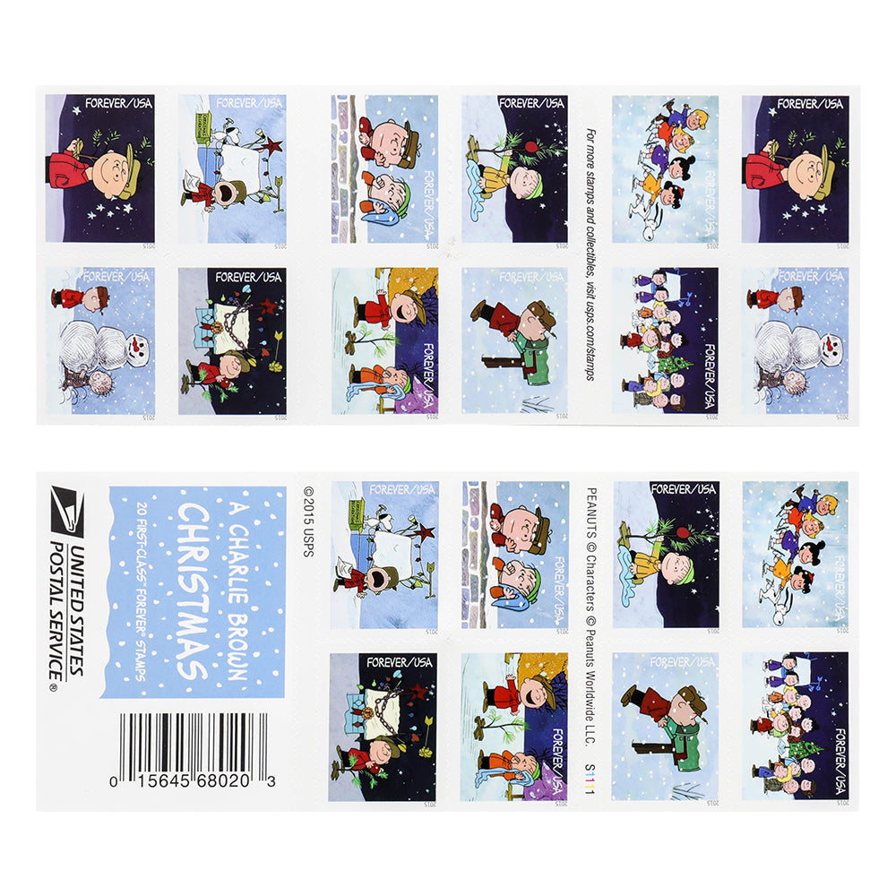 100Pcs 2015 US A Charlie Brown Christmas Forever First Class Postage Stamps