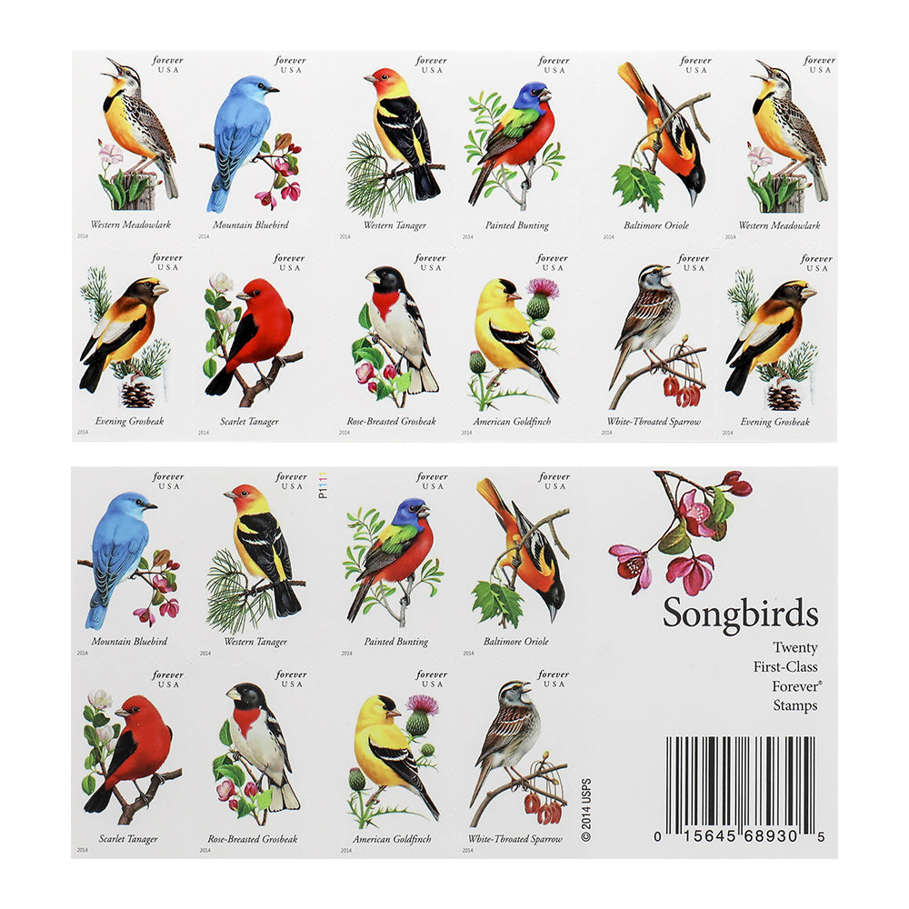 100Pcs 2014 US Imperforate Songbirds Forever First Class Postage Stamps