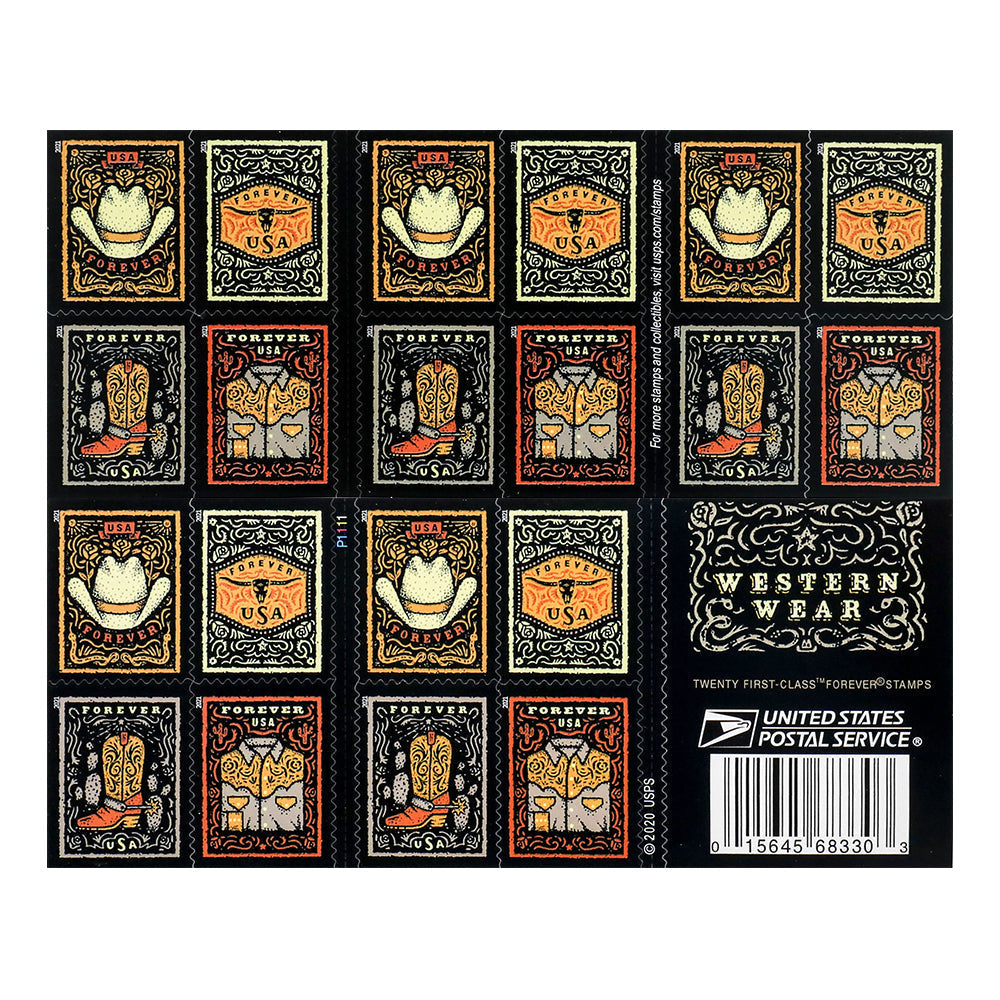 100Pcs 2021 First-Class Forever Stamps - Western Wear