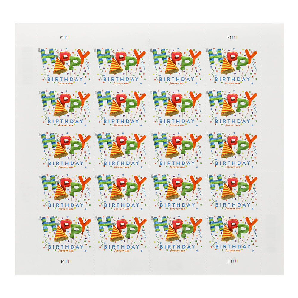 100Pcs 2021 Happy Birthday Forever Stamps