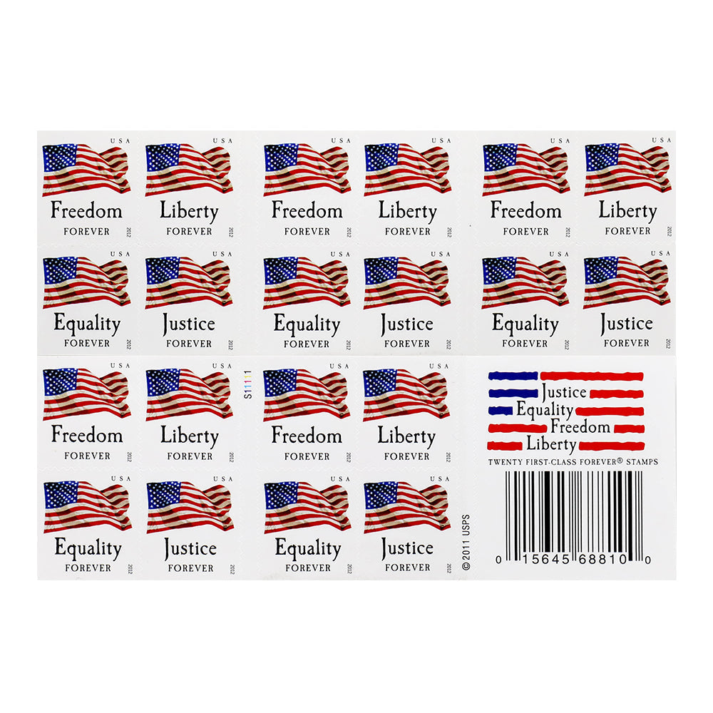 100Pcs 2012 First-Class Forever Stamp - Flag and Equality