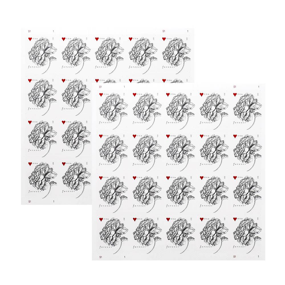 100Pcs 2015 First-Class Forever Stamp - Wedding Series: Engraved Vintage Rose