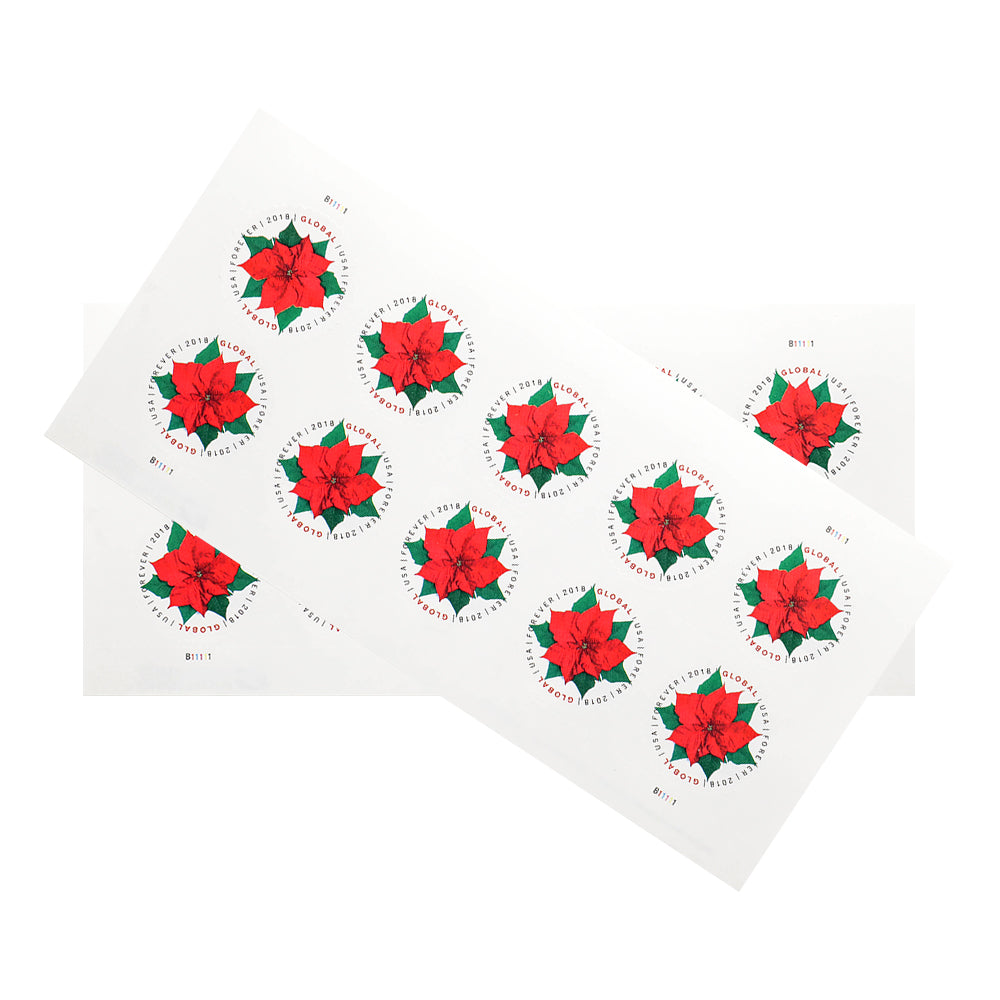 100Pcs 2018 US Global Poinsettia Forever Stamps