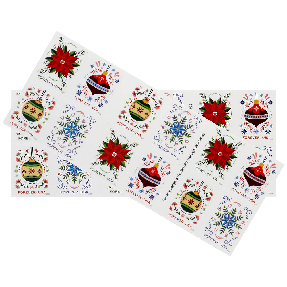 100Pcs 2024 US Holiday Joy First Class Forever Stamps