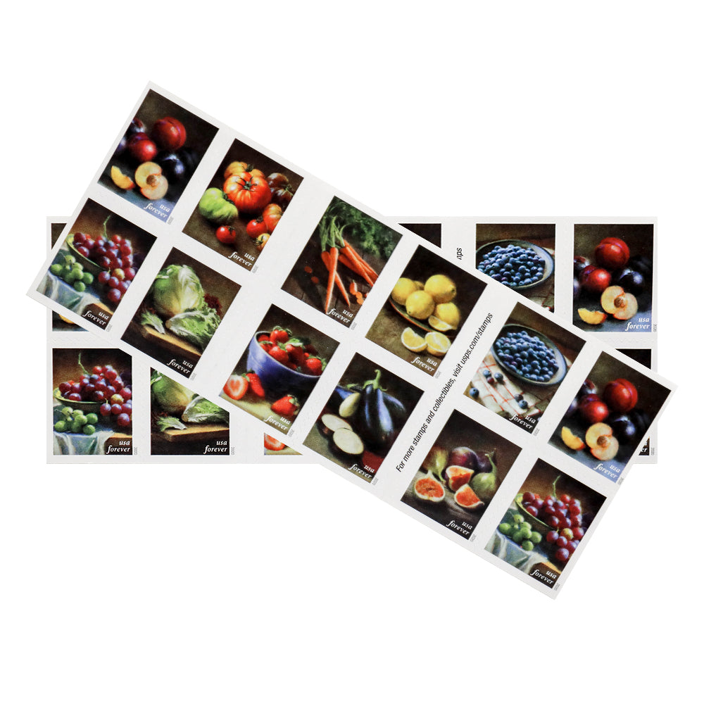 100Pcs U.S. 2020 Fruits & Vegetables Forever Stamps