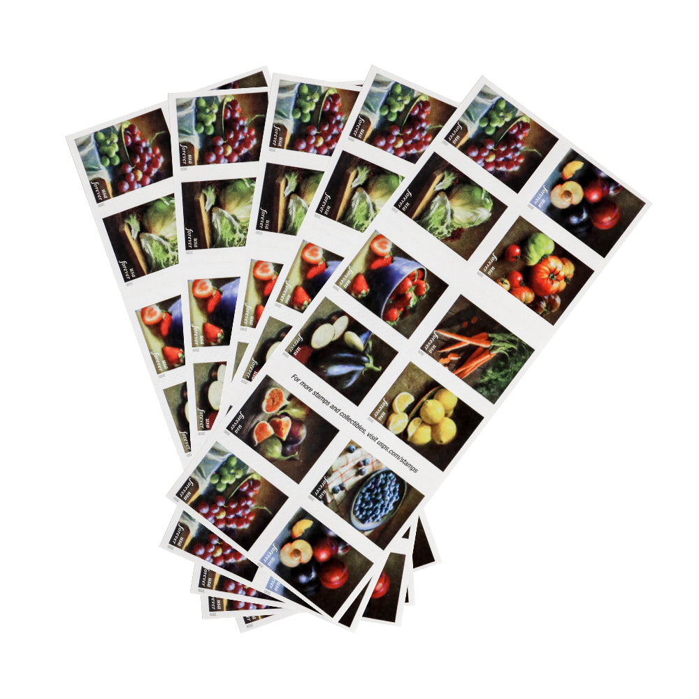 100Pcs U.S. 2020 Fruits & Vegetables Forever Stamps